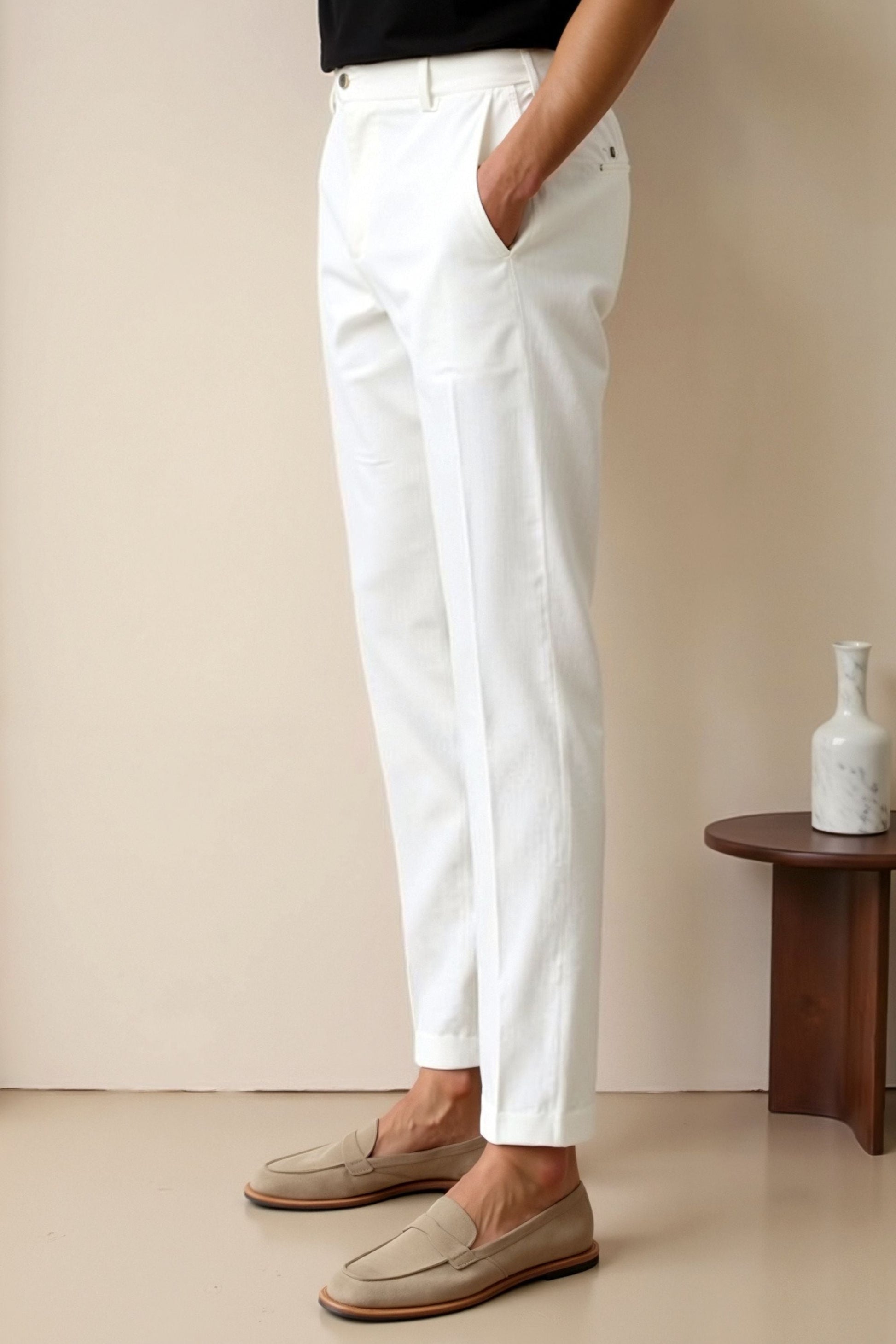 Benson Men's Khaki Ankle Pants | Cotton-Polyester Blend, Regular Fit 3