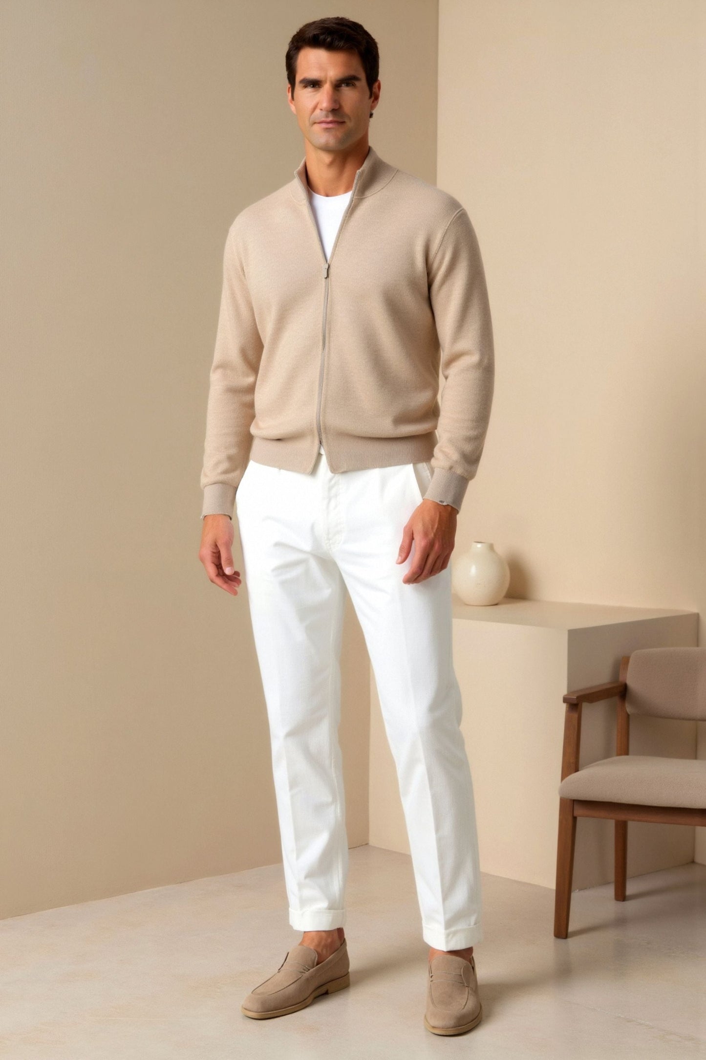 Benson Men's Khaki Ankle Pants | Cotton-Polyester Blend, Regular Fit 4