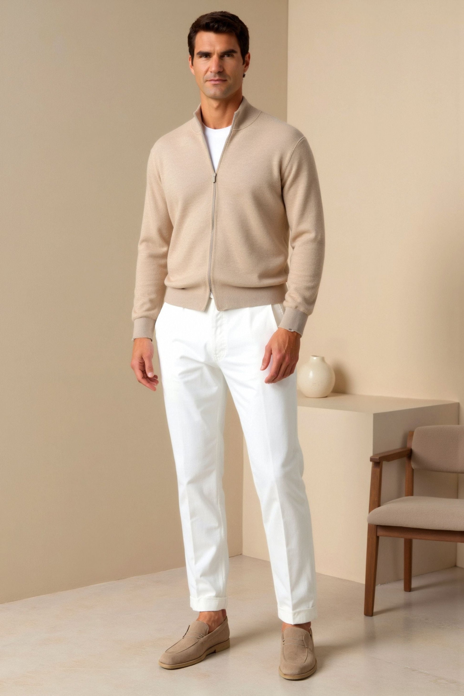 Benson Men's Khaki Ankle Pants | Cotton-Polyester Blend, Regular Fit 4