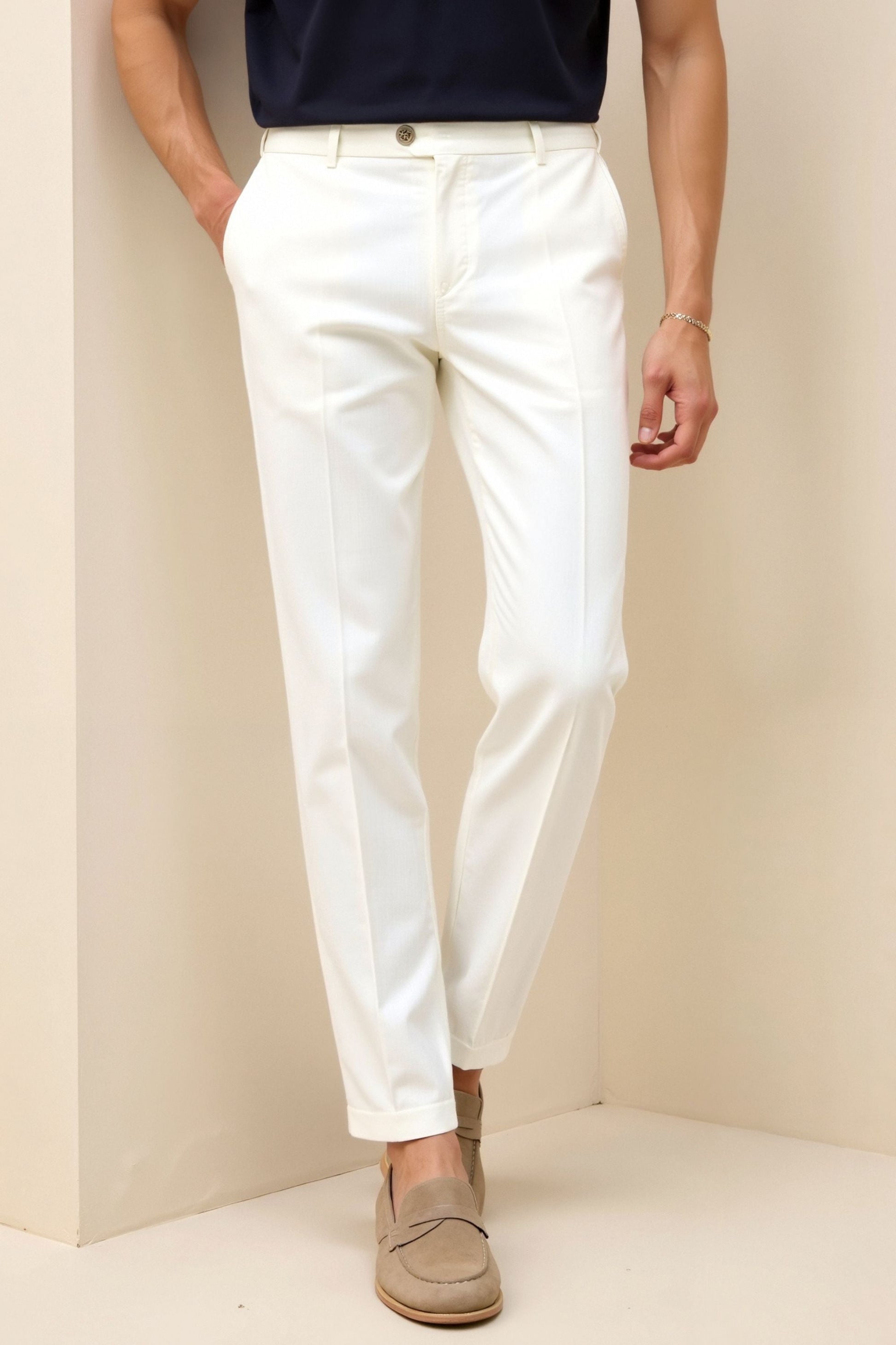 Benson Men's Khaki Ankle Pants | Cotton-Polyester Blend, Regular Fit 6