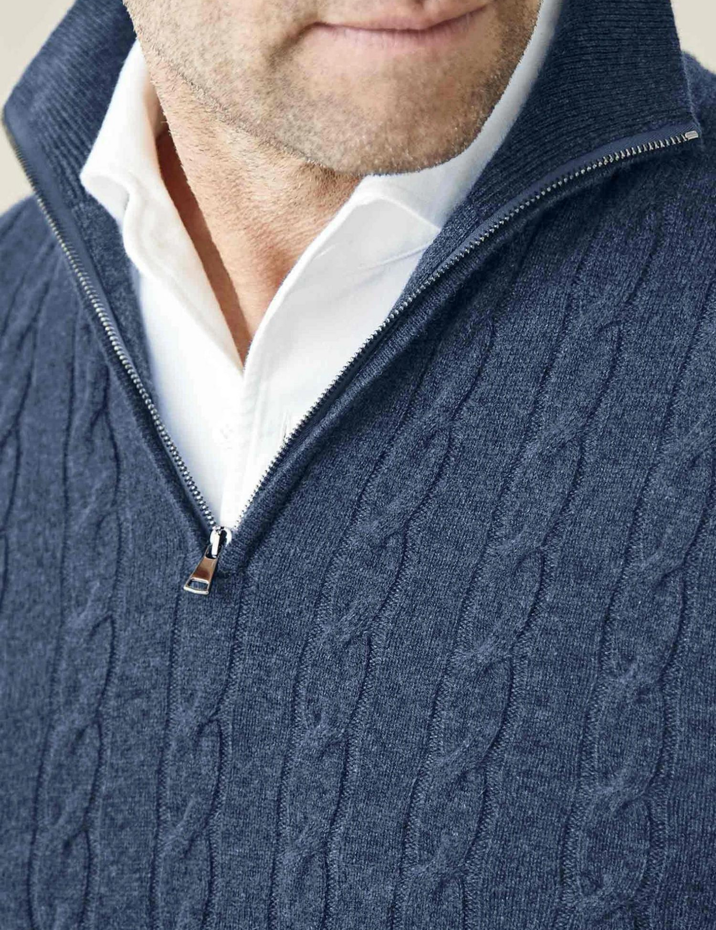 Caden Men's Half Zip Sweater | 100% Two-Ply Cable Knit, Funnel Neck