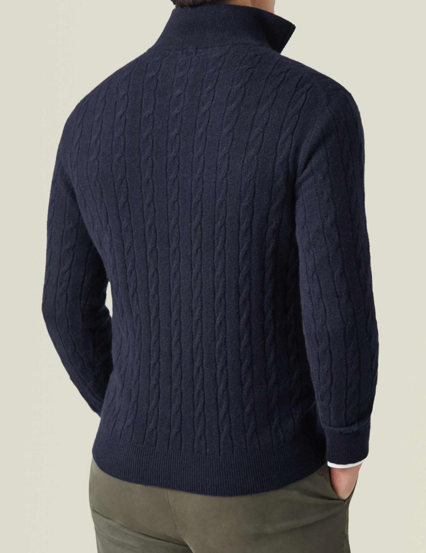 Caden Men's Half Zip Sweater | 100% Two-Ply Cable Knit, Funnel Neck