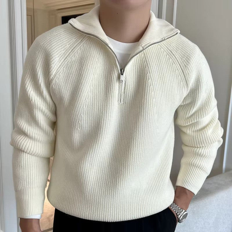 Carter Men's Quarter-Zip Sweater | 100% Cotton, Classic Navy Stripes