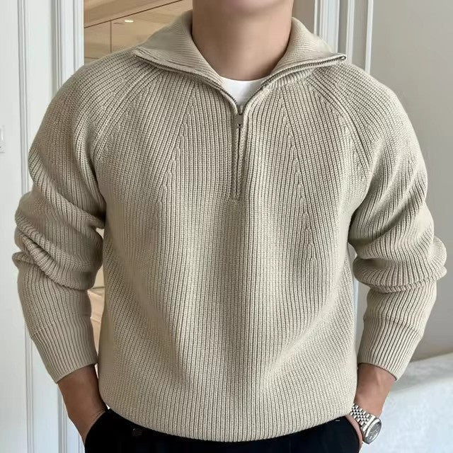 Carter Men's Quarter-Zip Sweater | 100% Cotton, Classic Navy Stripes