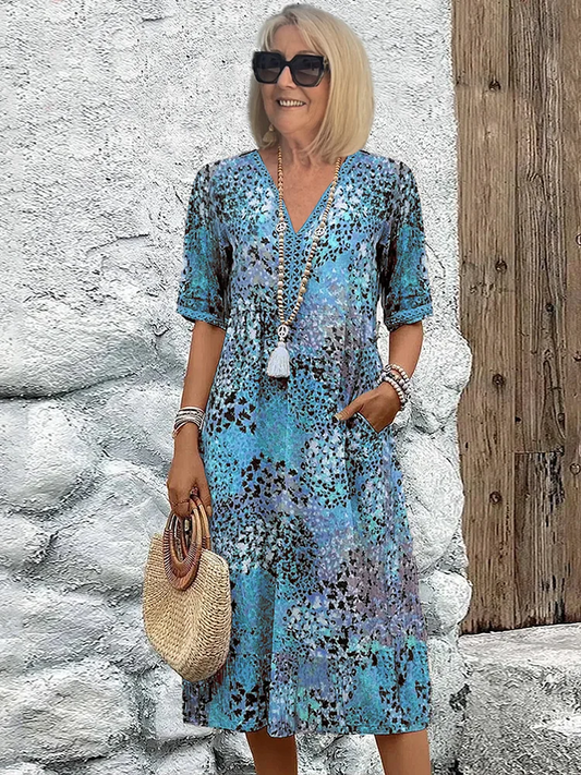 Celeste Women's Midi Dress | Soft Fabric, V-Neck Design for Summer 1