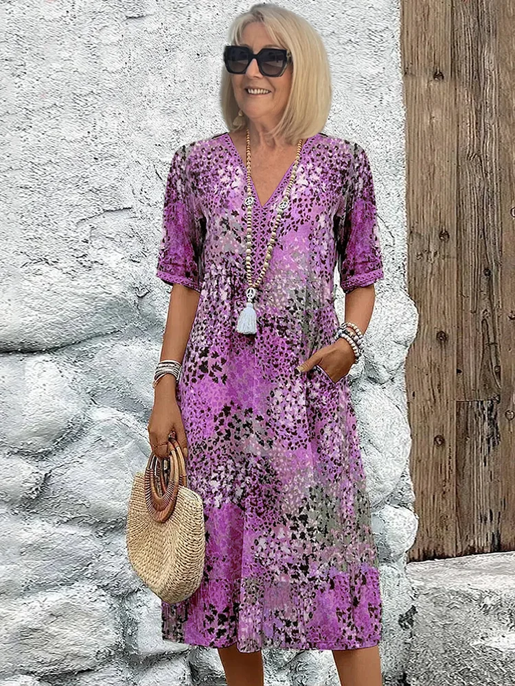 Celeste Women's Midi Dress | Soft Fabric, V-Neck Design for Summer 3