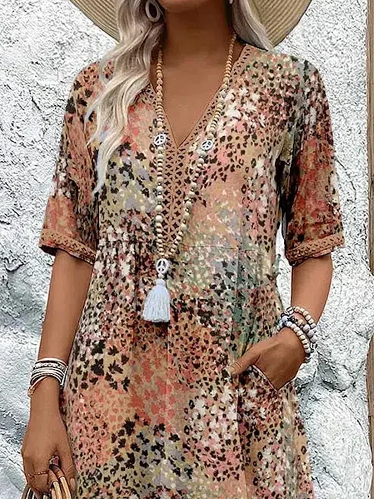 Celeste Women's Midi Dress | Soft Fabric, V-Neck Design for Summer 5