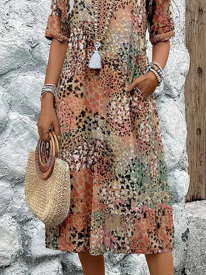 Celeste Women's Midi Dress | Soft Fabric, V-Neck Design for Summer 6