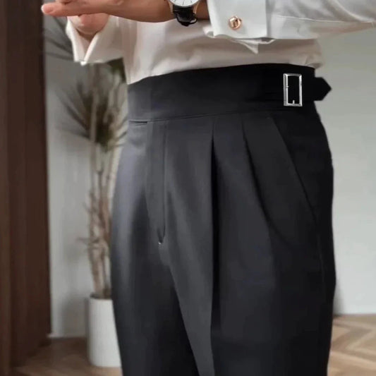 Couture-Moda Men's Trousers | High-Waisted Wool Blend, Tailored Fit 0