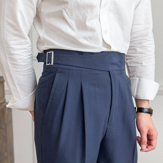 Couture-Moda Men's Trousers | High-Waisted Wool Blend, Tailored Fit 1