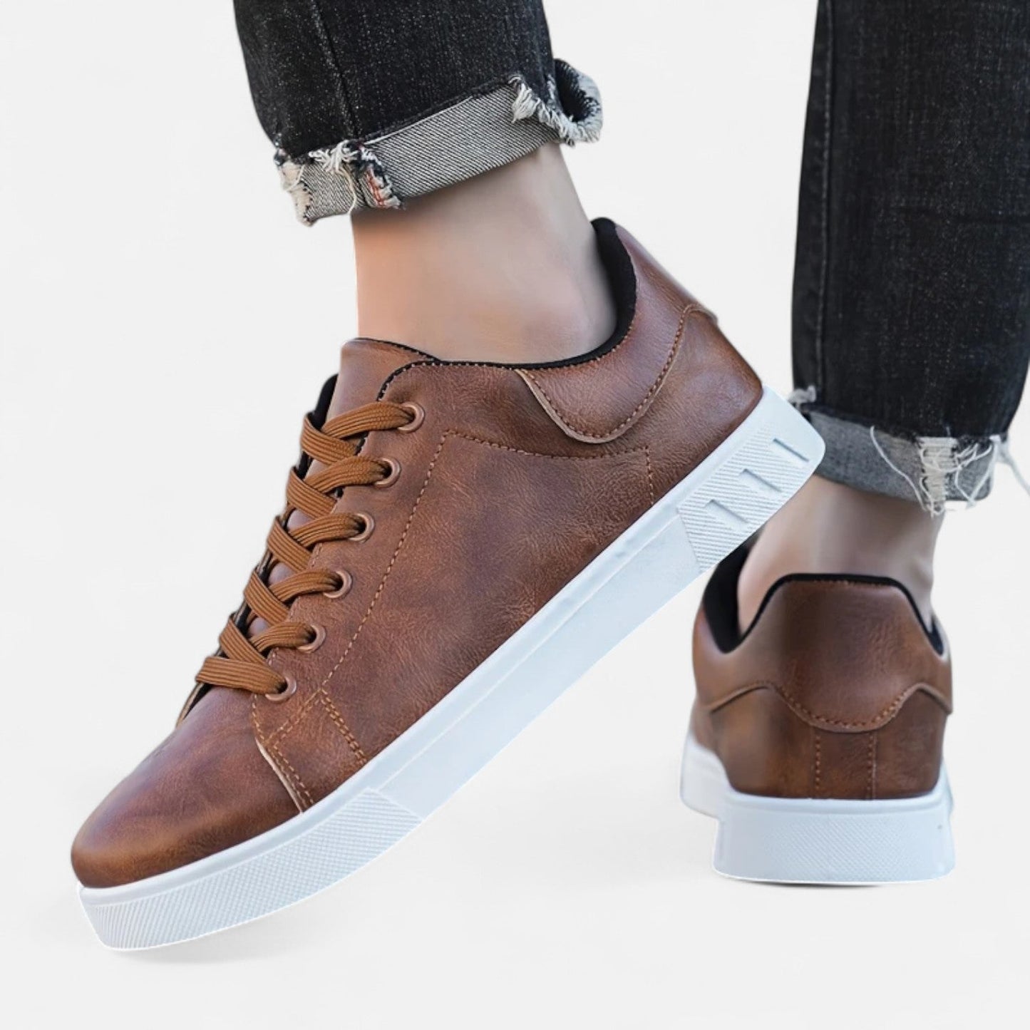 Belmoir Men's Business Casual Sneakers | Durable PVC, Stylish Lace-Up Design