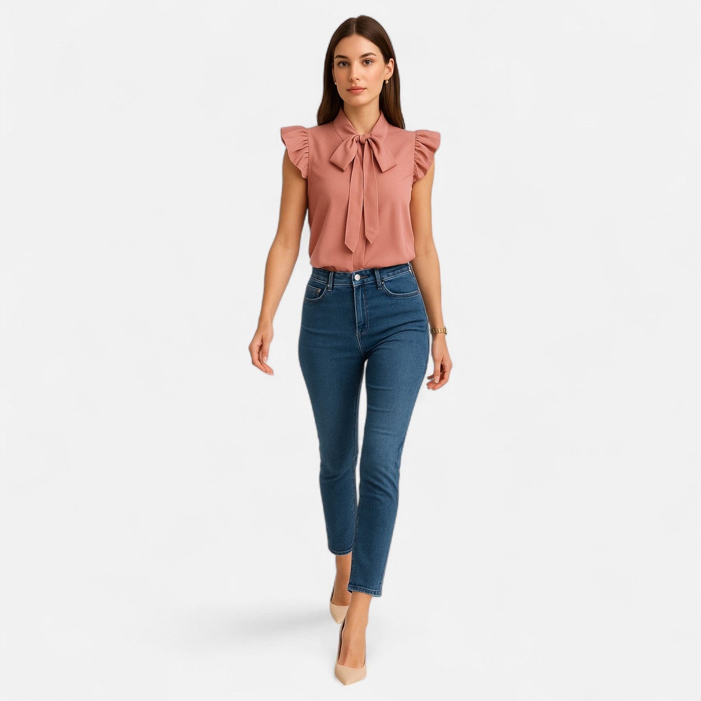 Belmoir Women's Blouse | Sleeveless Chiffon Bow-Tie Design, Summer Top