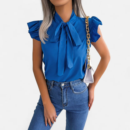 Belmoir Women's Blouse | Sleeveless Chiffon Bow-Tie Design, Summer Top