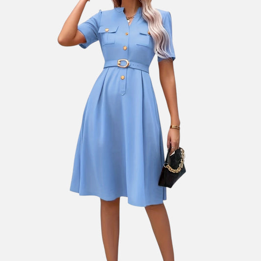 Belmoir Women's Midi Dress | Soft Stretch Fabric, V-Neck Design