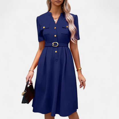 Belmoir Women's Midi Dress | Soft Stretch Fabric, V-Neck Design