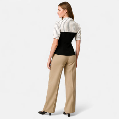 Belmoir Women's Blouse | Lightweight Polyester, Striped Patchwork Design
