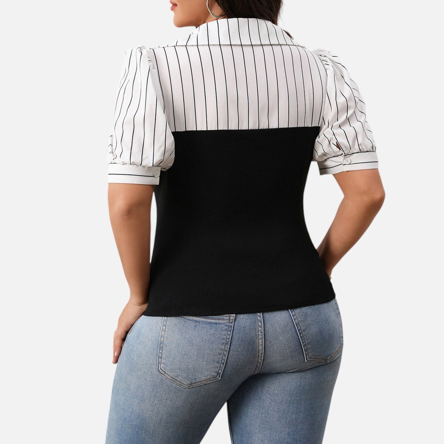 Belmoir Women's Blouse | Lightweight Polyester, Striped Patchwork Design