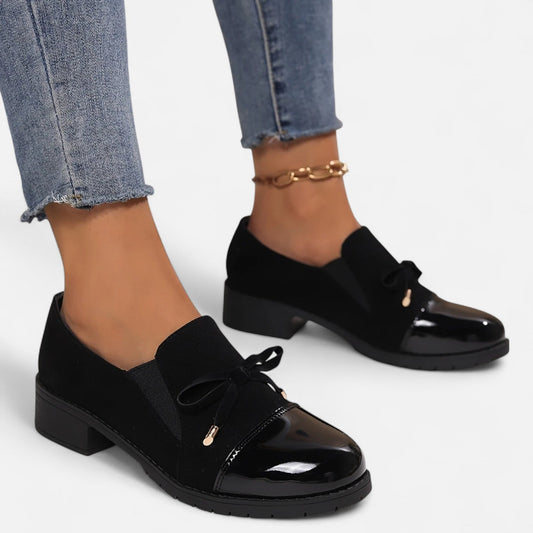 Belmoir Women's Loafers | Retro Bowknot, Chunky Heel