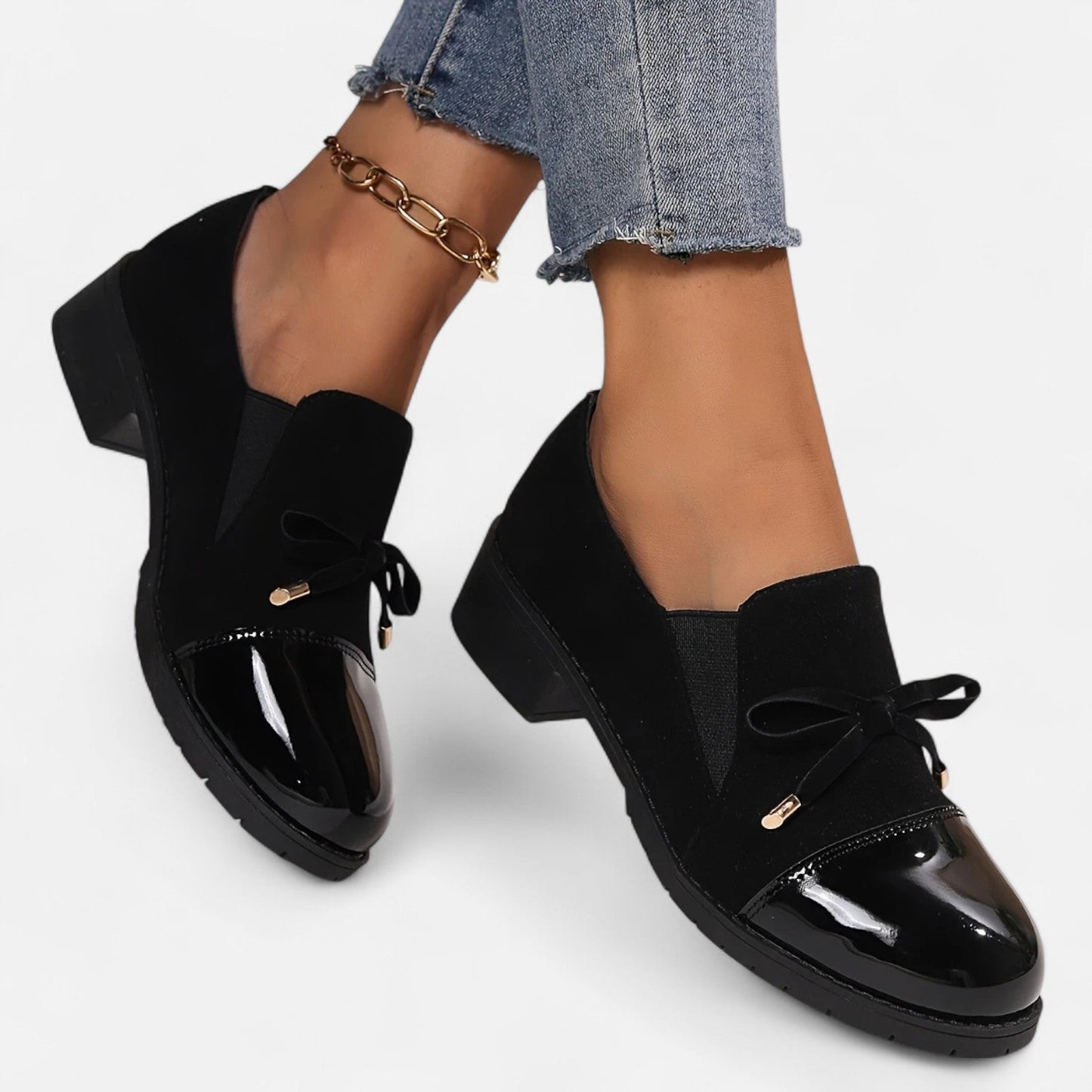 Belmoir Women's Loafers | Retro Bowknot, Chunky Heel