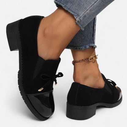 Belmoir Women's Loafers | Retro Bowknot, Chunky Heel