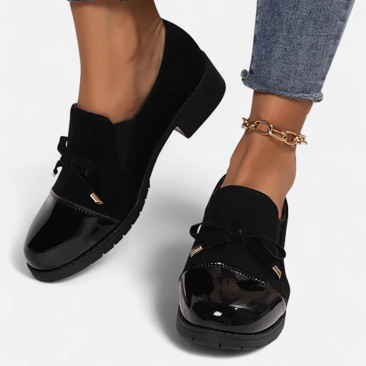 Belmoir Women's Loafers | Retro Bowknot, Chunky Heel