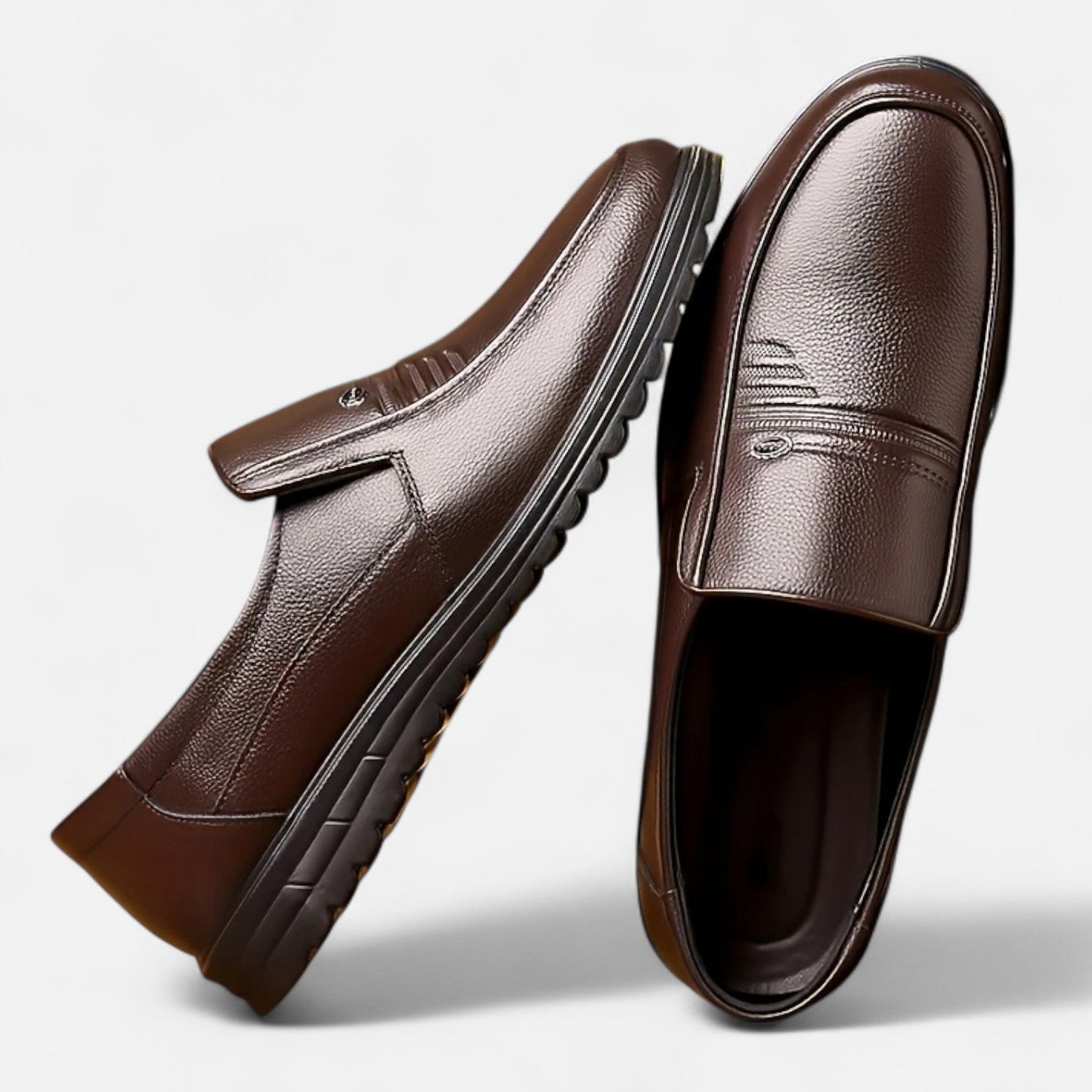 Belmoir Men's Brown Loafers | Premium Cow Leather, Slip-On Elegance