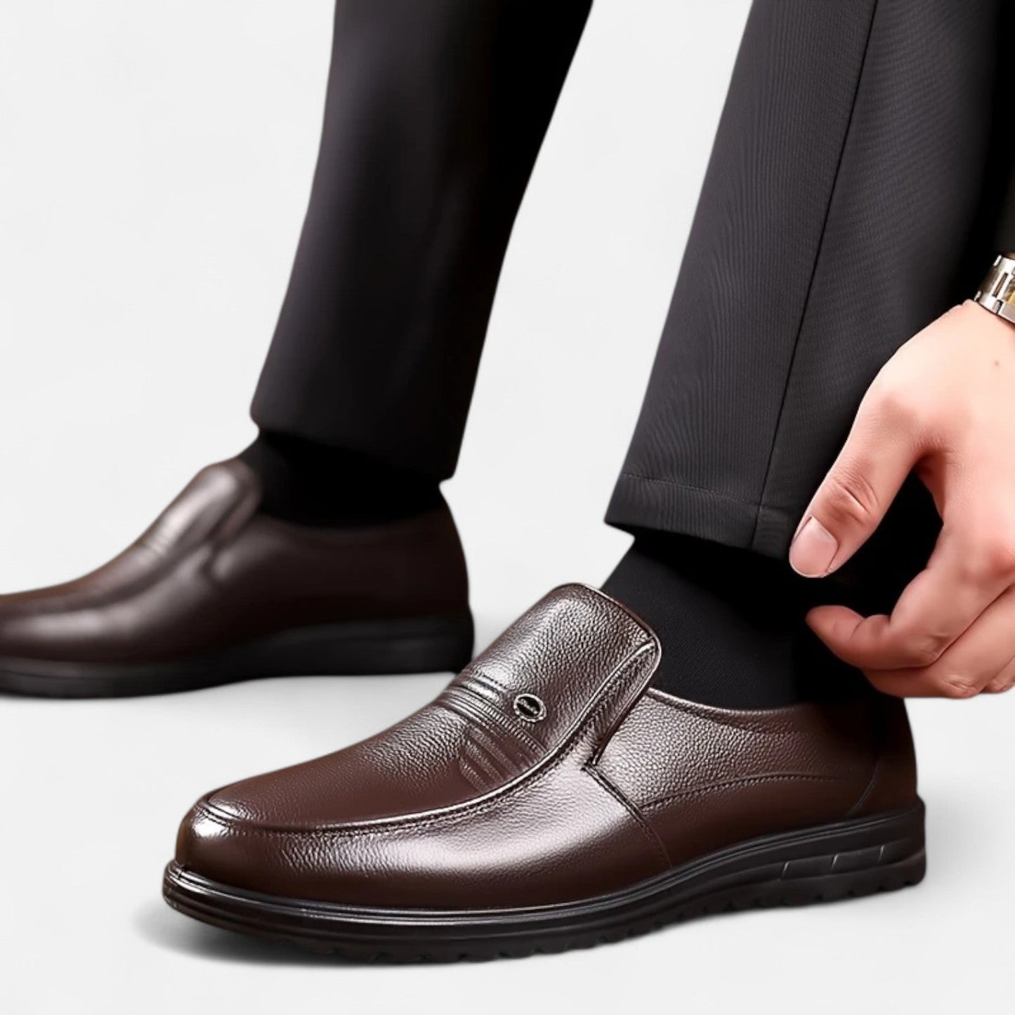 Belmoir Men's Brown Loafers | Premium Cow Leather, Slip-On Elegance