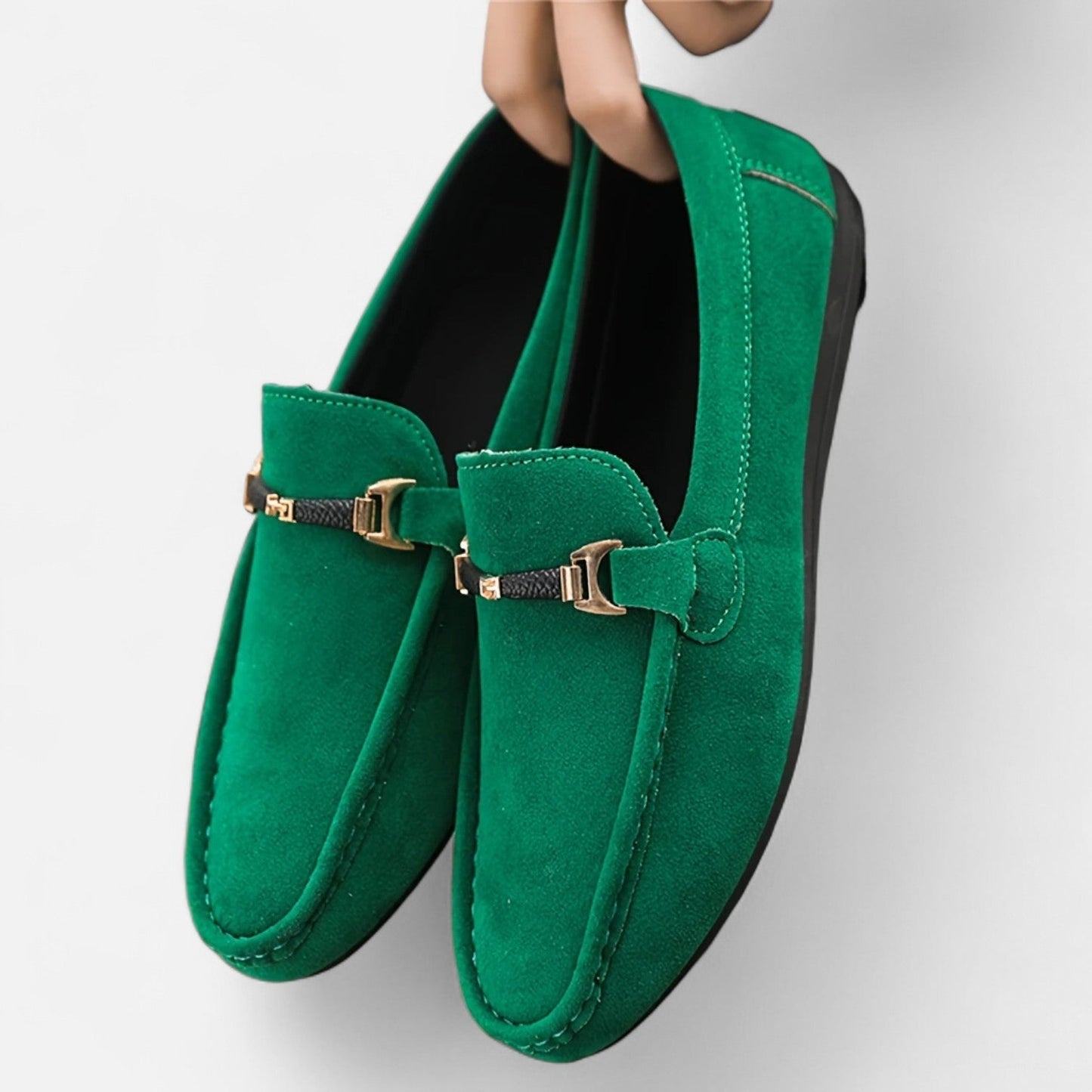 Belmoir Men's Brown Loafers | Slip-On Comfort with Metallic Buckle