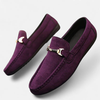 Belmoir Men's Brown Loafers | Slip-On Comfort with Metallic Buckle