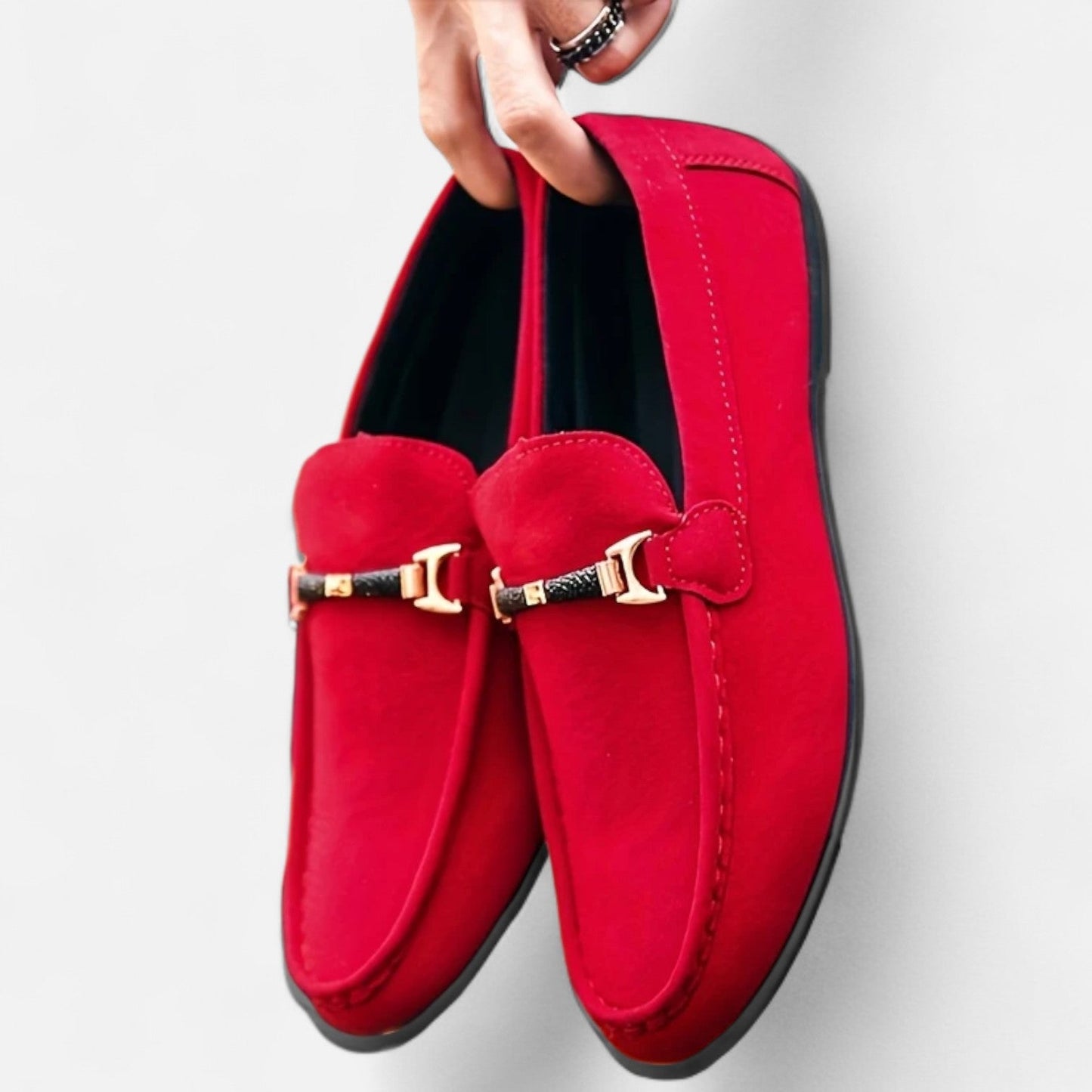 Belmoir Men's Brown Loafers | Slip-On Comfort with Metallic Buckle