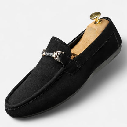 Belmoir Men's Brown Loafers | Slip-On Comfort with Metallic Buckle