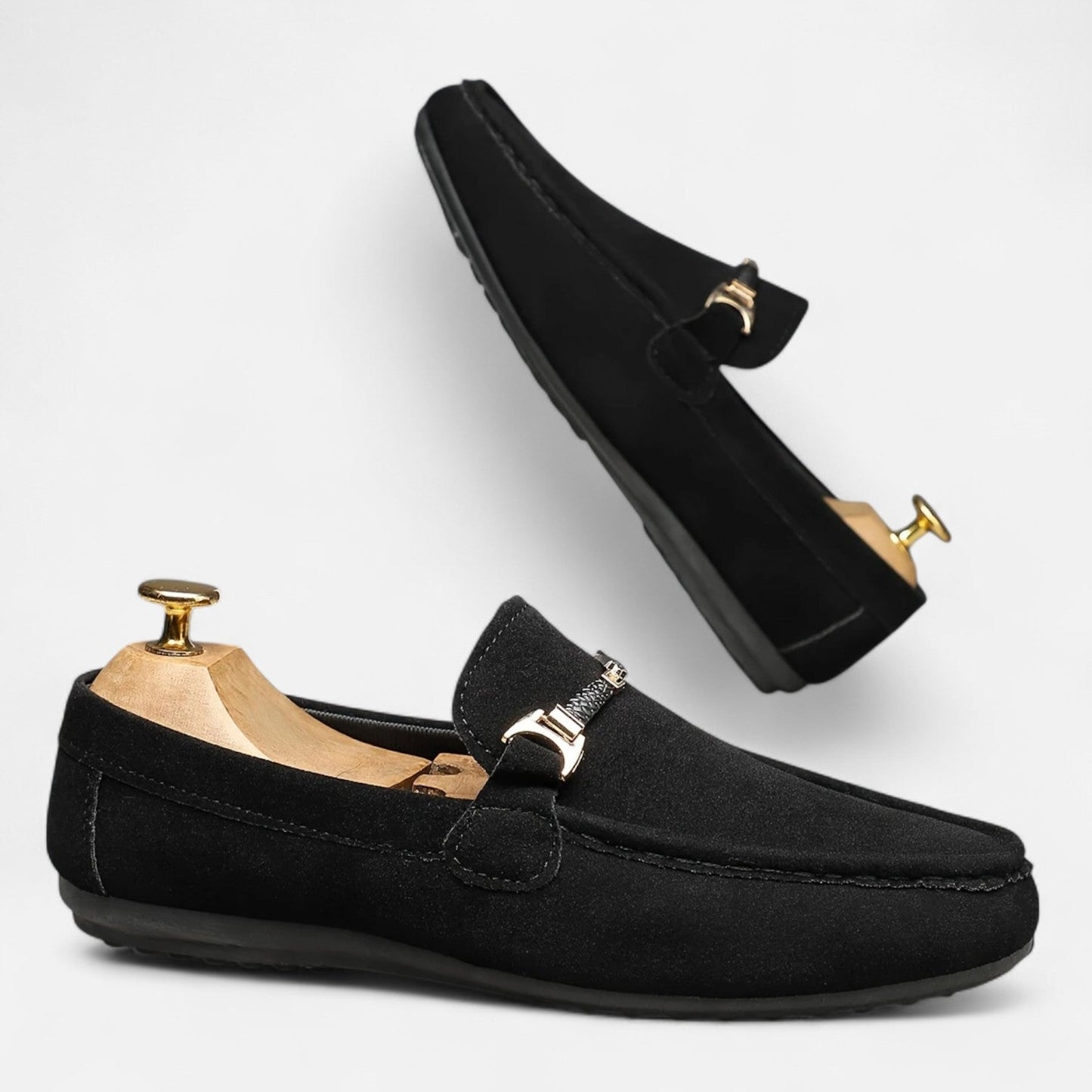 Belmoir Men's Brown Loafers | Slip-On Comfort with Metallic Buckle