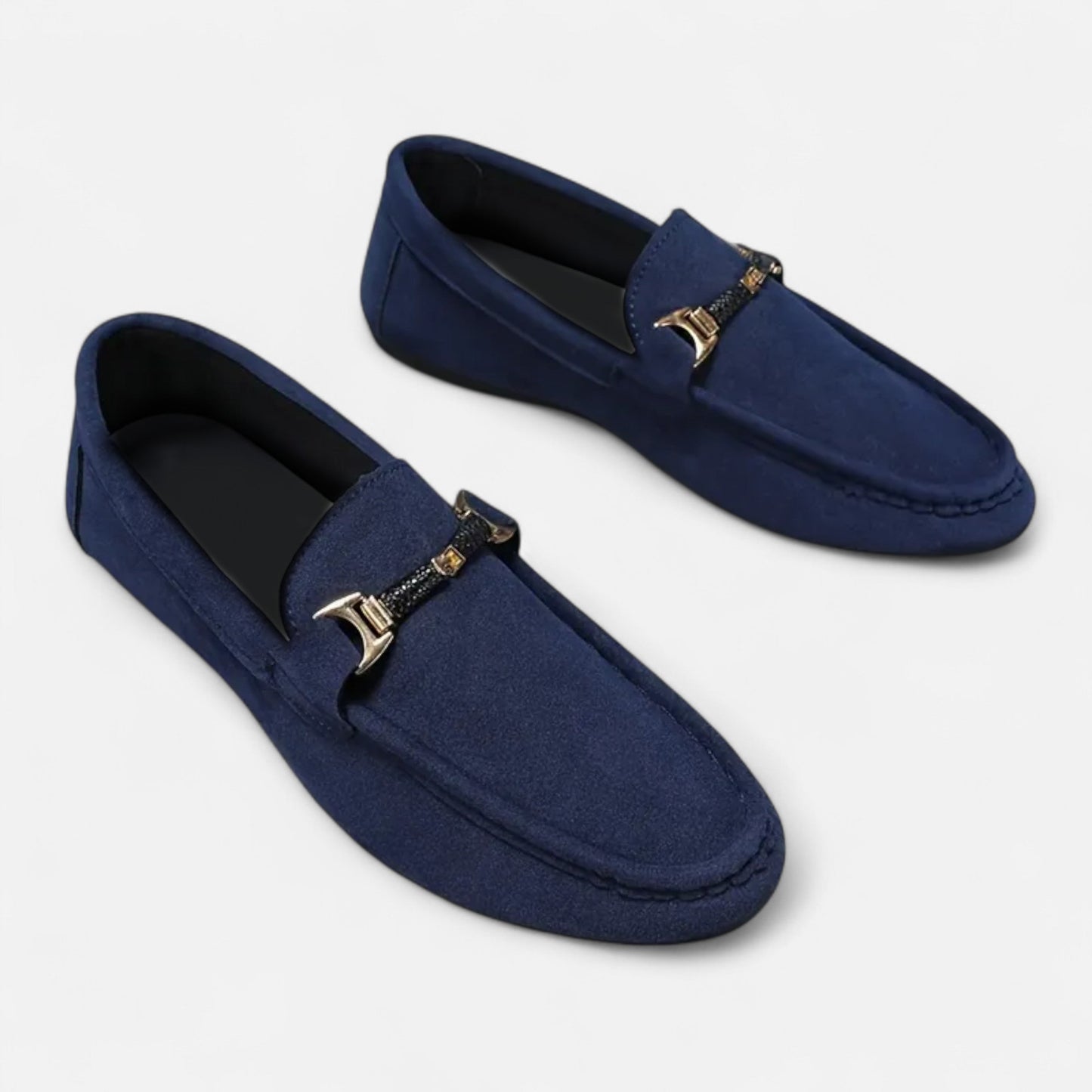 Belmoir Men's Brown Loafers | Slip-On Comfort with Metallic Buckle