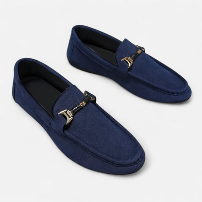 Belmoir Men's Brown Loafers | Slip-On Comfort with Metallic Buckle