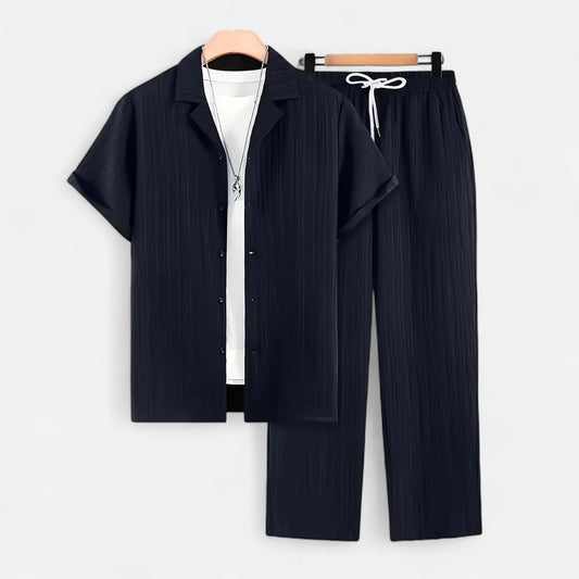 Belmoir Men's Linen Set | Lightweight Polyester Blend, Casual Summer Outfit