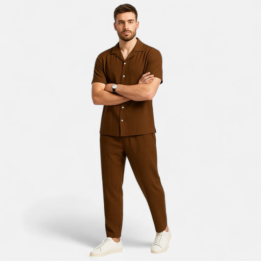 Belmoir Men's Linen Set | Lightweight Polyester Blend, Casual Summer Outfit
