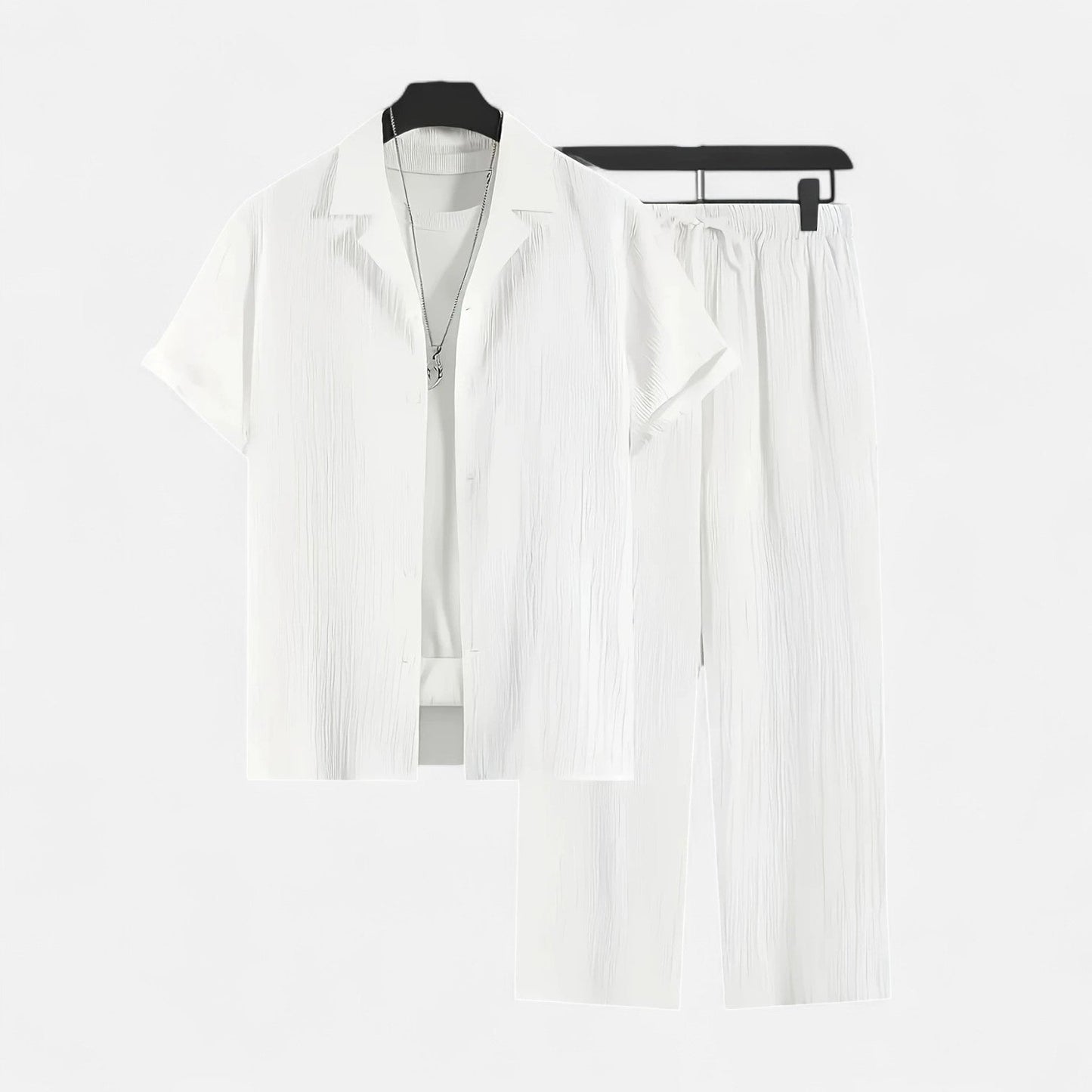 Belmoir Men's Linen Set | Lightweight Polyester Blend, Casual Summer Outfit