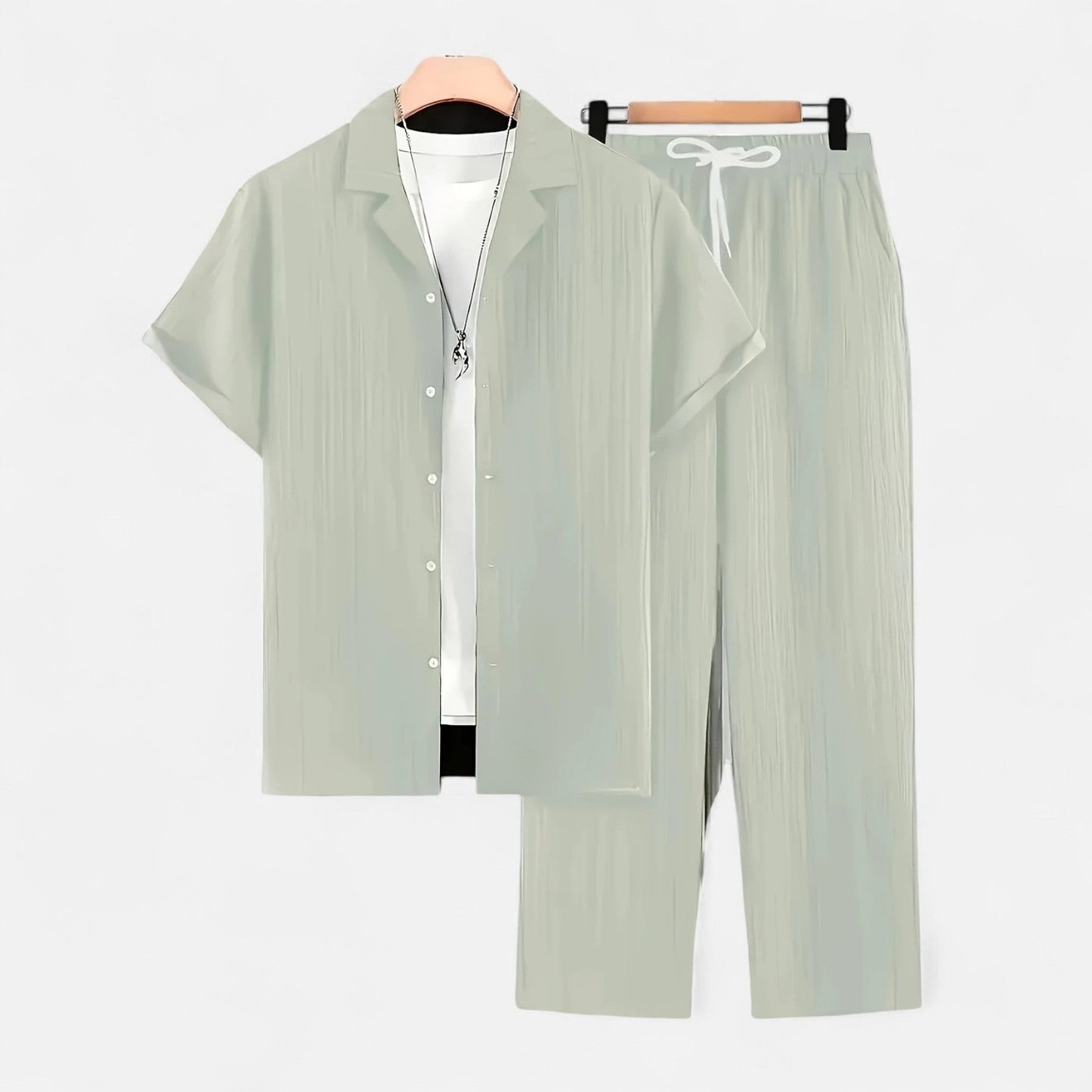 Belmoir Men's Linen Set | Lightweight Polyester Blend, Casual Summer Outfit