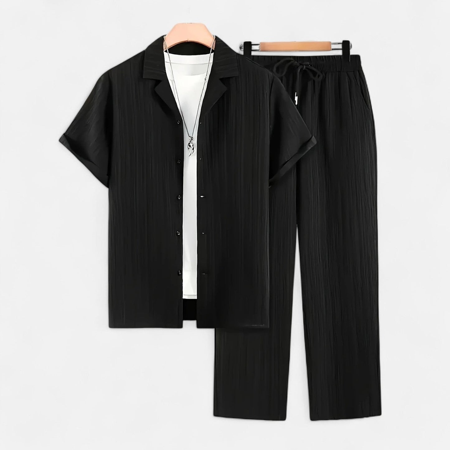 Belmoir Men's Linen Set | Lightweight Polyester Blend, Casual Summer Outfit