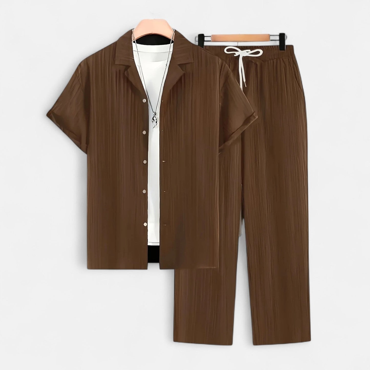 Belmoir Men's Linen Set | Lightweight Polyester Blend, Casual Summer Outfit