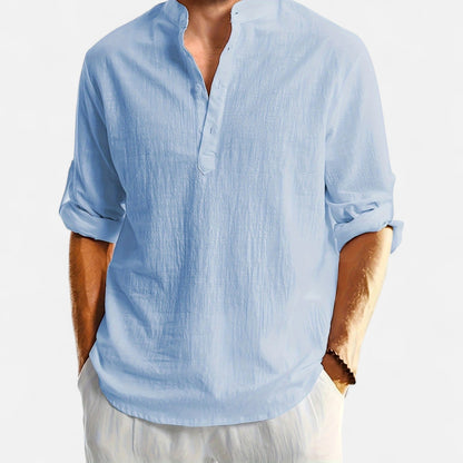 Belmoir Men's Linen Shirt | 100% Woven Linen, Casual Henley Style