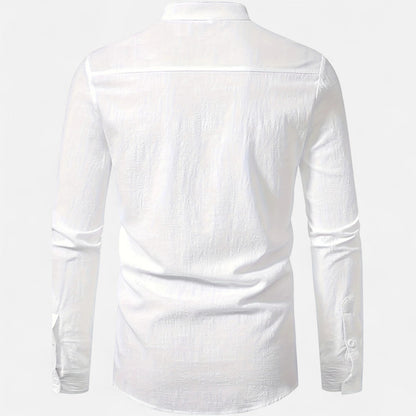Belmoir Men's Linen Shirt | 100% Woven Linen, Casual Henley Style