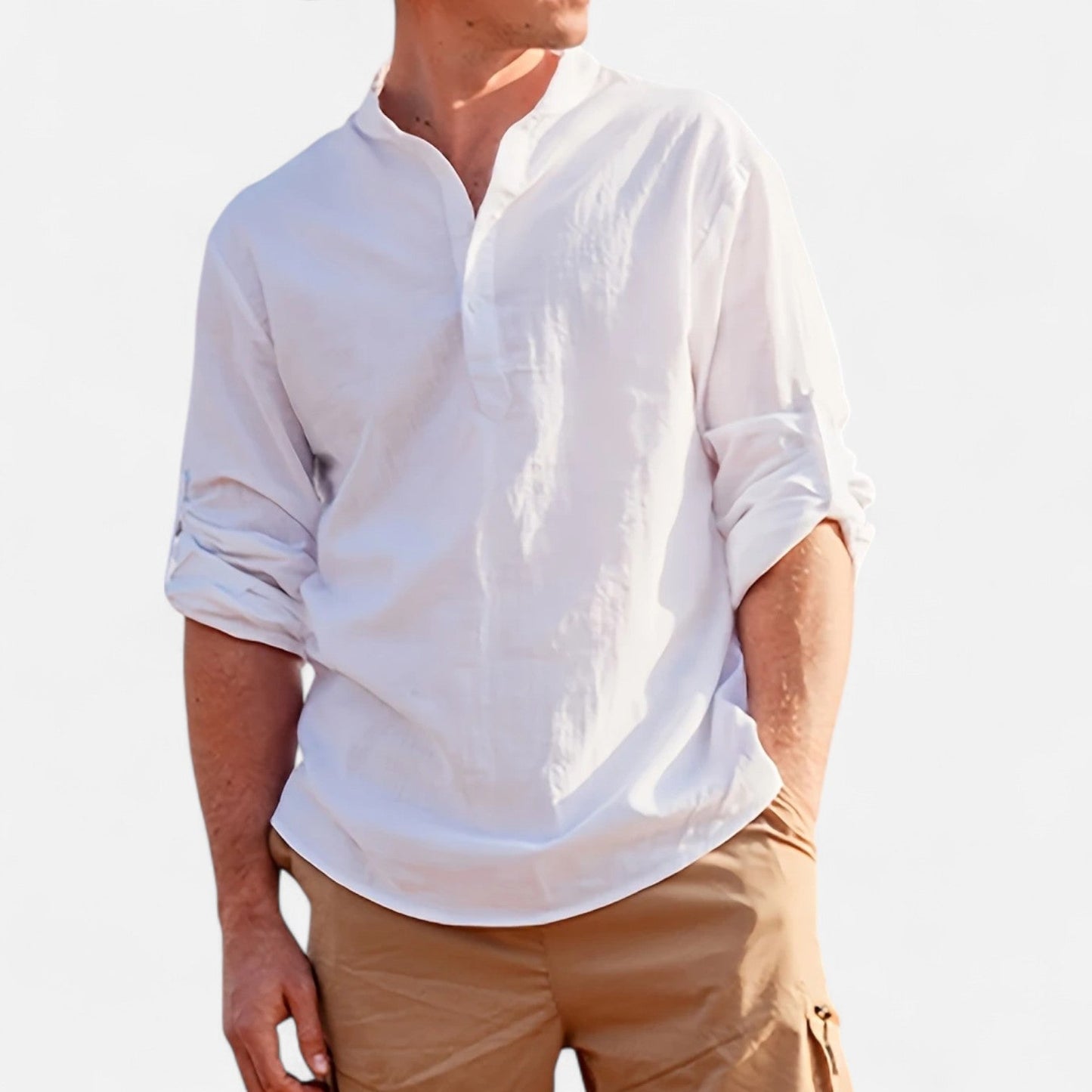 Belmoir Men's Linen Shirt | 100% Woven Linen, Casual Henley Style
