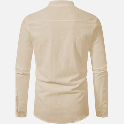 Belmoir Men's Linen Shirt | 100% Woven Linen, Casual Henley Style