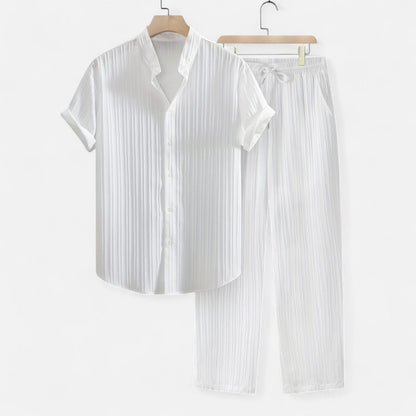 Belmoir Men's Summer Set | Lightweight Fabric, Casual Striped Ensemble