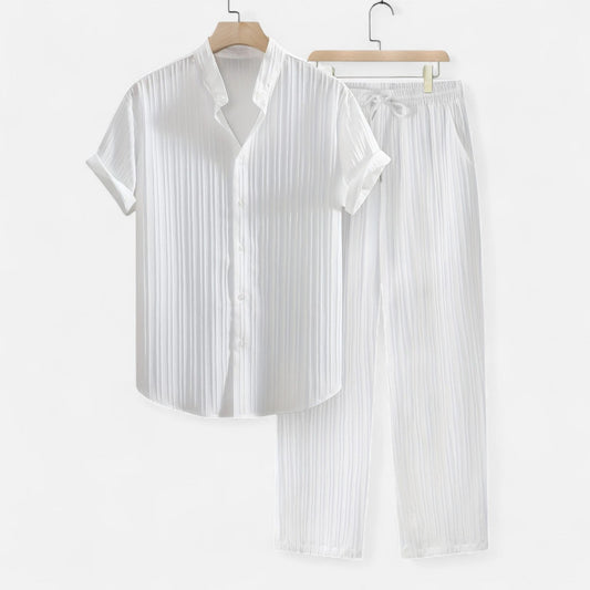 Belmoir Men's Summer Set | Lightweight Fabric, Casual Striped Ensemble