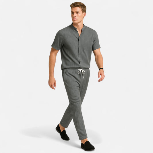 Belmoir Men's Summer Set | Lightweight Fabric, Casual Striped Ensemble