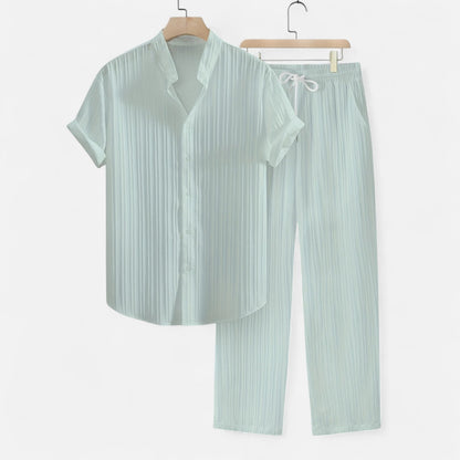 Belmoir Men's Summer Set | Lightweight Fabric, Casual Striped Ensemble