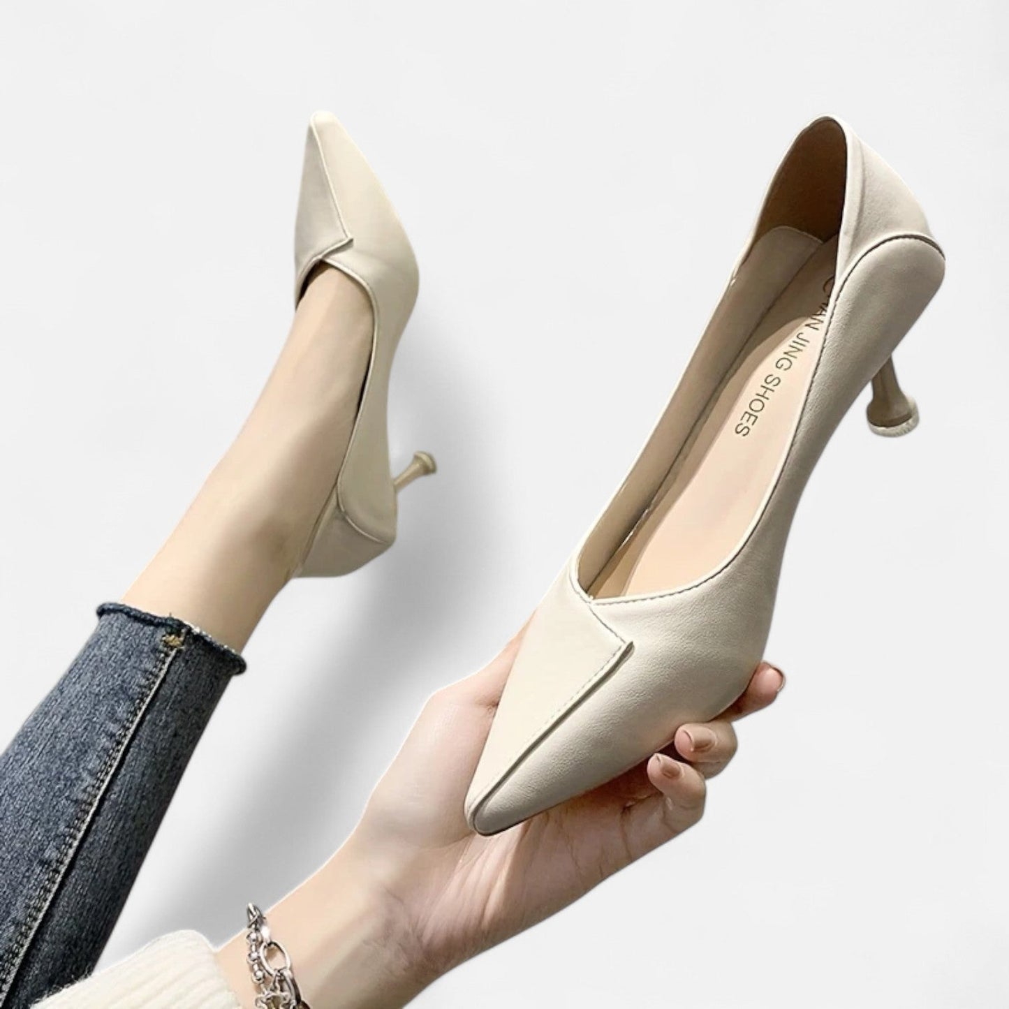 Belmoir Women's Black Pumps | Pointed Toe, Chic Kitten Heel