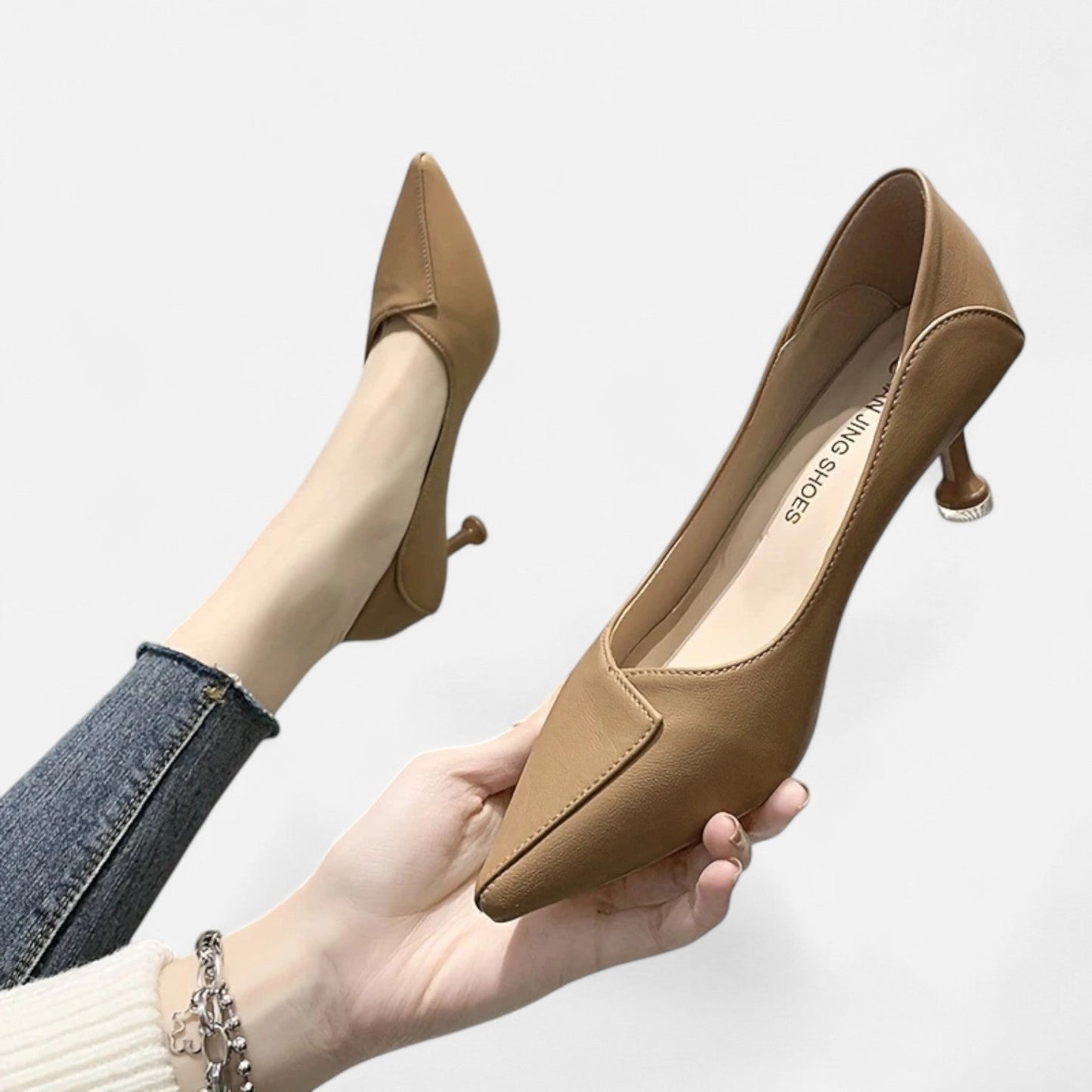 Belmoir Women's Black Pumps | Pointed Toe, Chic Kitten Heel